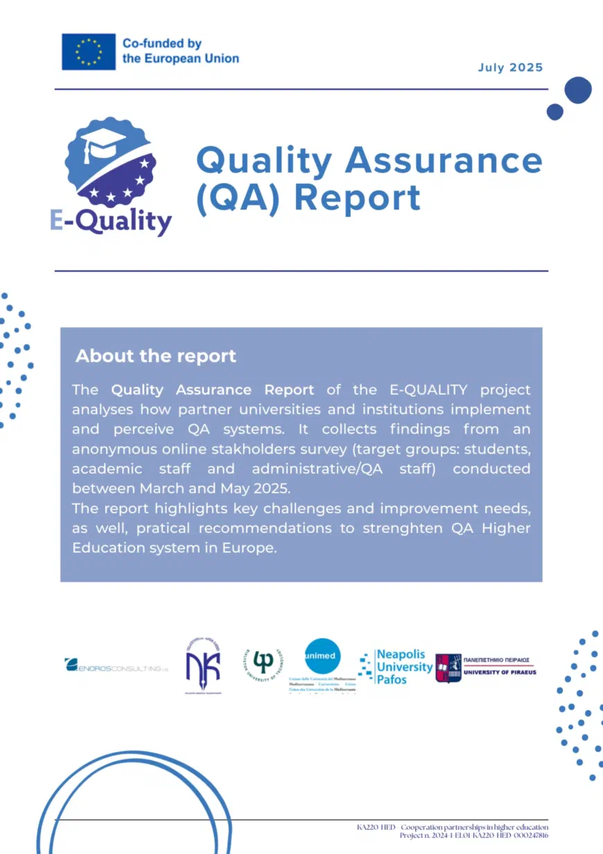 E-QUALITY publishes two key WP3 reports to strengthen Quality Assurance in Higher Education